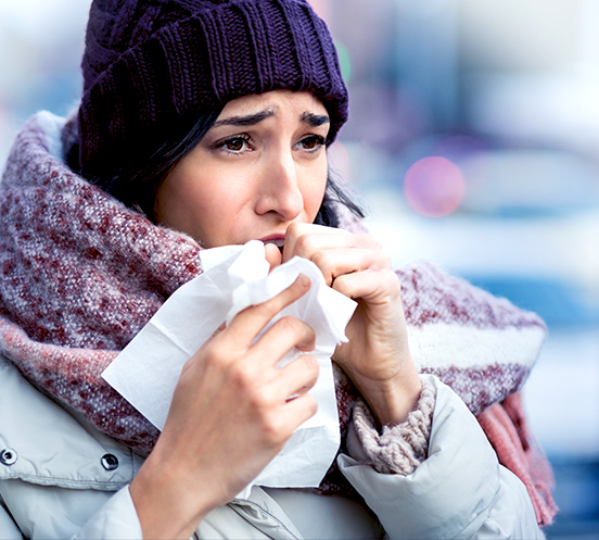 Woman who sneeze